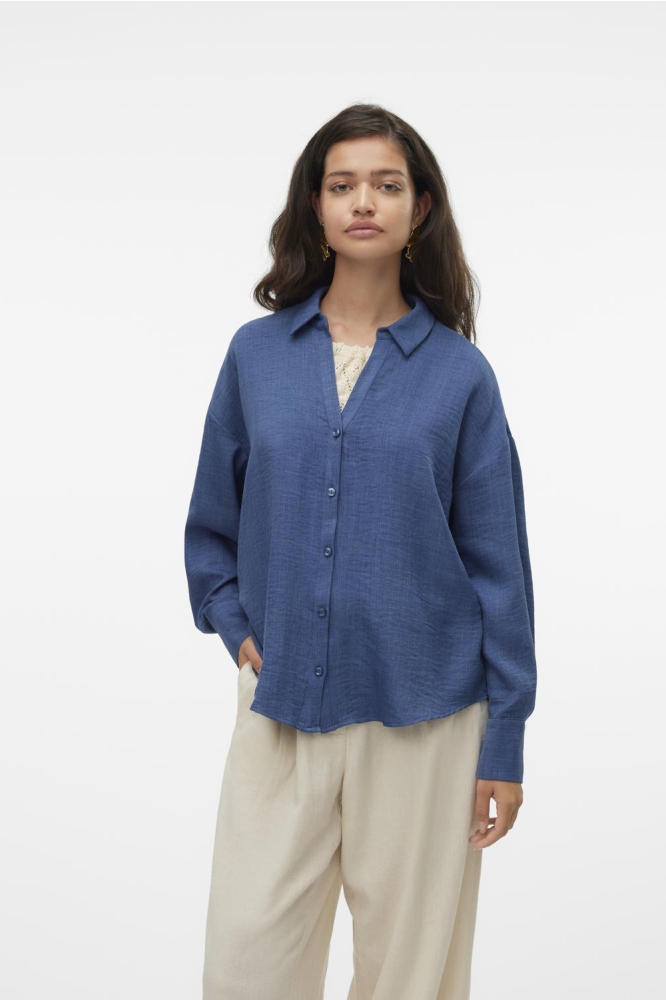 VMMELANEY QUEENY LS SHIRT WVN NOOS 10316389 Dark Denim/Melange